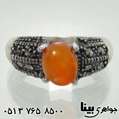 انگشتر عقیق یمنی حدیدکاری شده ضخیم
