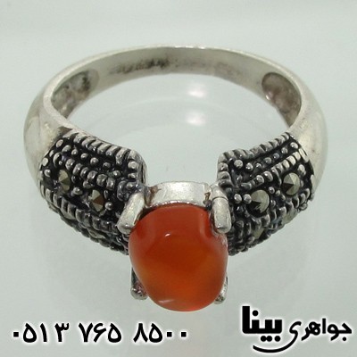 انگشتر عقیق یمنی حدیدکاری شده ضخیم