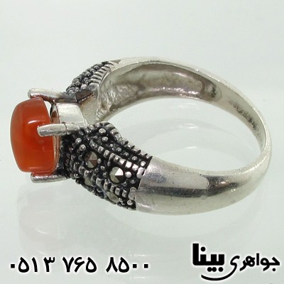 انگشتر عقیق یمنی حدیدکاری شده ضخیم