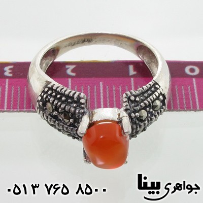 انگشتر عقیق یمنی حدیدکاری شده ضخیم