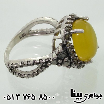 انگشتر عقیق زرد شرف الشمس حدیدکاری شده مارپیچ