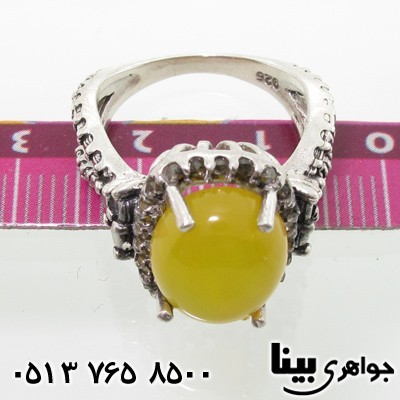 انگشتر عقیق زرد شرف الشمس حدیدکاری شده مارپیچ