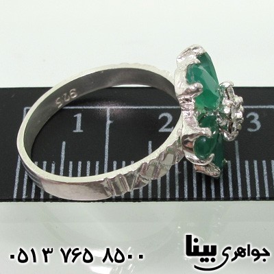 انگشتر عقیق سبز طرح گل