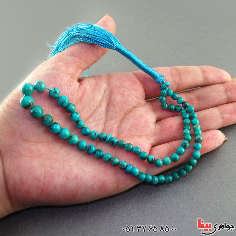 تسبیح فیروزه نیشابوری شجری 101 دانه ای بسیار عالی و فاخر _کد:2596