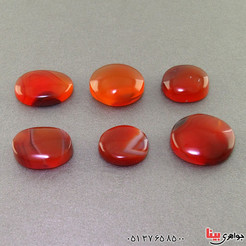 نگین انگشتر عقیق یمنی شجری 6 تایی بسیار خوشرنگ  و عالی _کد:17616