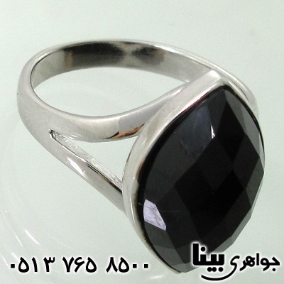 انگشتر عقیق سیاه (اونیکس) طرح برگ