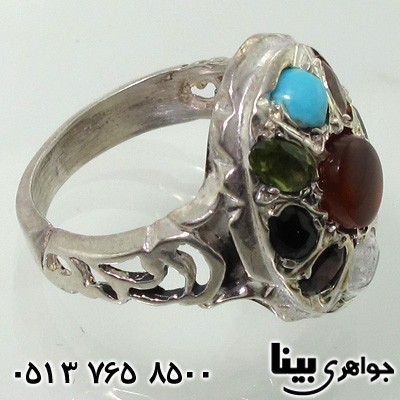 انگشتر چند جواهر شبکه کاری