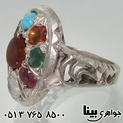 انگشتر چند جواهر شبکه کاری