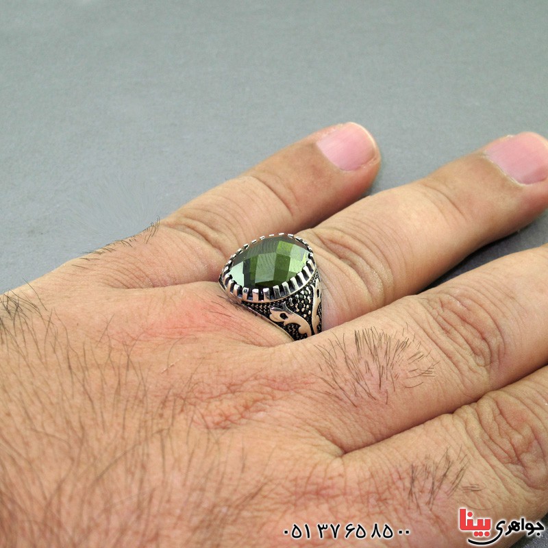 انگشتر نقره مردانه طرح زبرجد _کد:17664