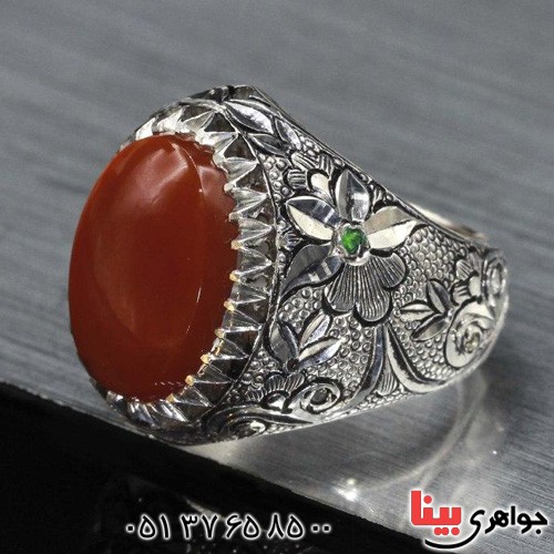 انگشتر عقیق یمنی و الماس بسیار زیبا و خوشرنگ _کد:2631