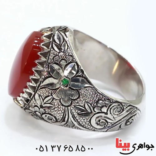 انگشتر عقیق یمنی و الماس بسیار زیبا و خوشرنگ _کد:2631