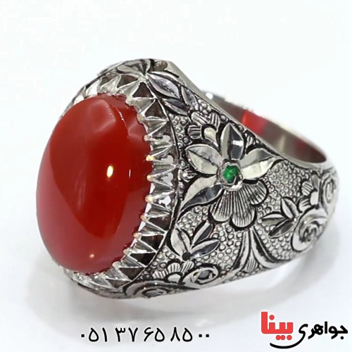 انگشتر عقیق یمنی و الماس بسیار زیبا و خوشرنگ _کد:2631
