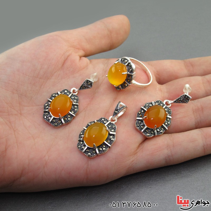 سرویس عقیق شرف الشمس  درشت زنانه مارکازیتی بسیار عالی _کد:2633