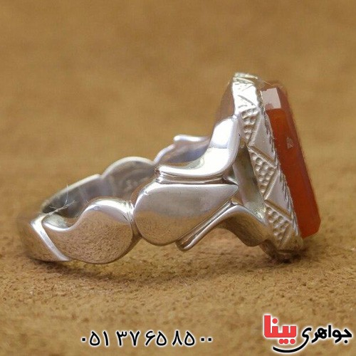 انگشتر عقیق یمنی خطی مدل آذری بسیار زیبا _کد:2639
