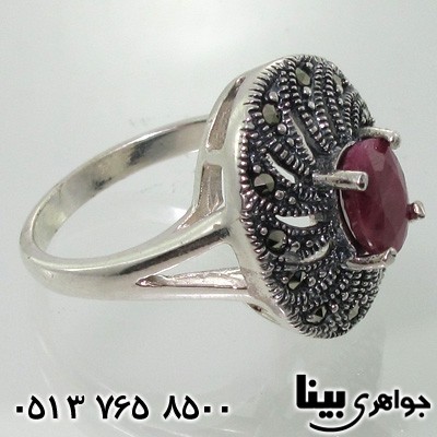 انگشتر یاقوت سرخ حدیدکاری شده