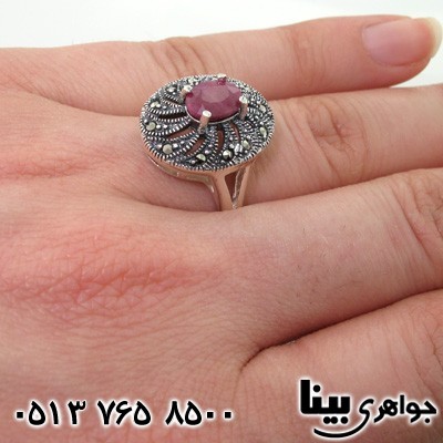 انگشتر یاقوت سرخ حدیدکاری شده