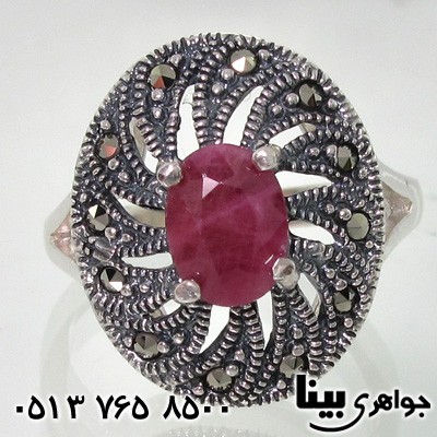 انگشتر یاقوت سرخ حدیدکاری شده