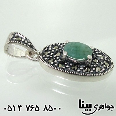 گردنبند زمرد حدیدکاری شده