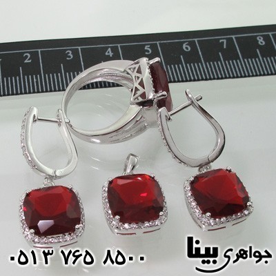 سرویس نقره دور نگین مربعی