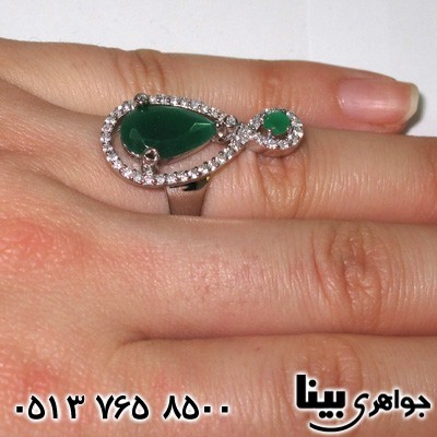 انگشتر جید دو نگین