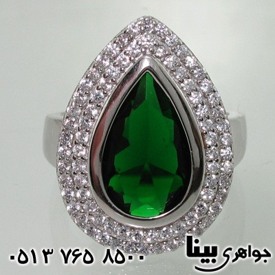 انگشتر نقره اشک سبز
