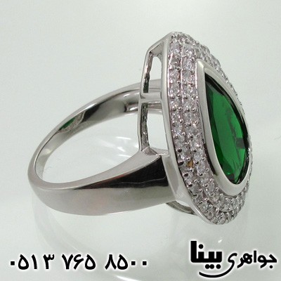 انگشتر نقره اشک سبز