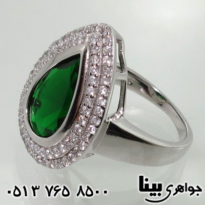 انگشتر نقره اشک سبز