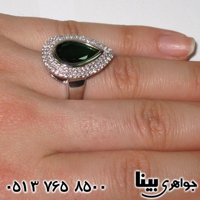 انگشتر نقره اشک سبز