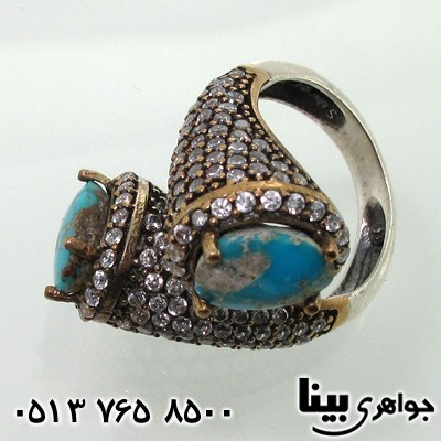 انگشتر فیروزه نیشابوری مارپیچ
