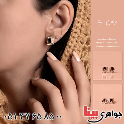 گوشواره یاقوت کبود و الماس مربعی