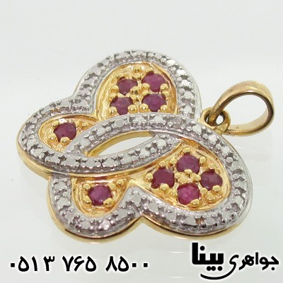 گردنبند یاقوت سرخ پروانه طلایی