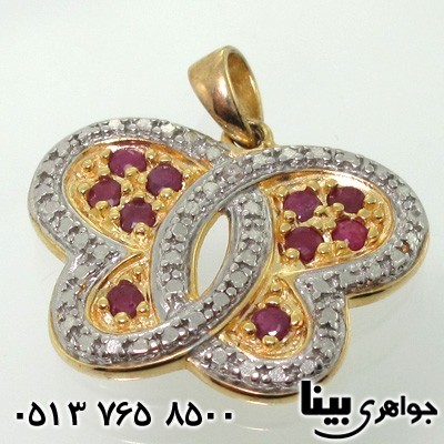 گردنبند یاقوت سرخ پروانه طلایی