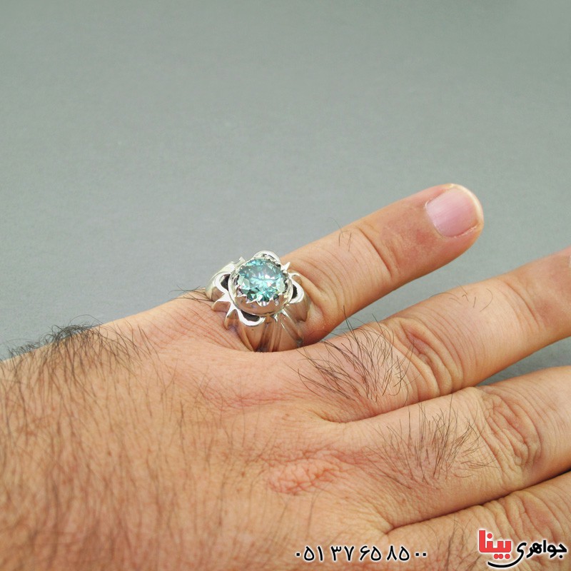 انگشتر الماس روسی (موزانایت) مردانه بسیار عالی فاخر _کد:2743