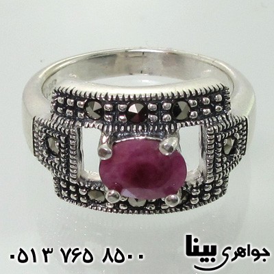 انگشتر یاقوت سرخ حدیدکاری شده مارکازیت