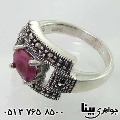 انگشتر یاقوت سرخ حدیدکاری شده مارکازیت