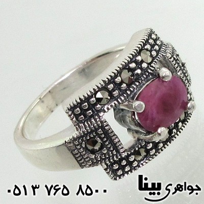 انگشتر یاقوت سرخ حدیدکاری شده مارکازیت