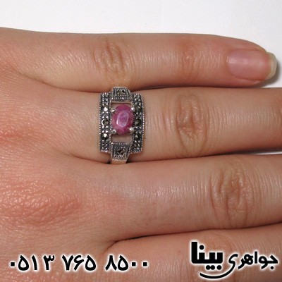 انگشتر یاقوت سرخ حدیدکاری شده مارکازیت