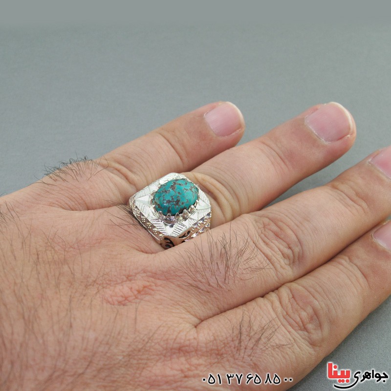 انگشتر فیروزه نیشابوری فاخر درشت مردانه _کد:2745