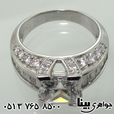 انگشتر نقره نگین برجسته سولیتر
