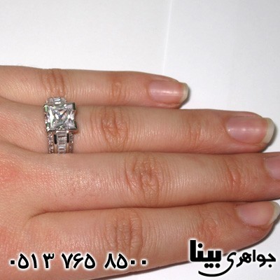 انگشتر نقره نگین برجسته سولیتر