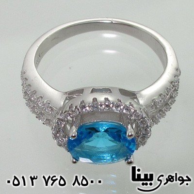 انگشتر آکوآمارین نگین برجسته