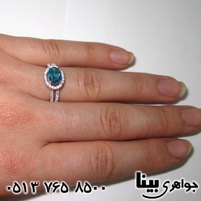 انگشتر آکوآمارین نگین برجسته