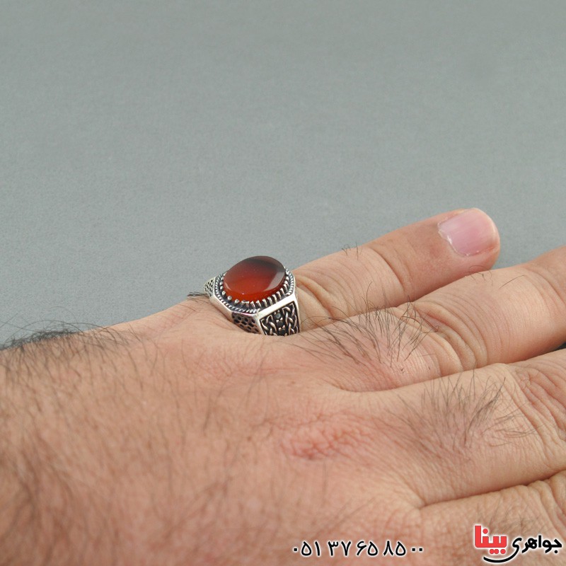 انگشتر عقیق یمنی مدل میکرو سیاه قلم مردانه _کد:18298