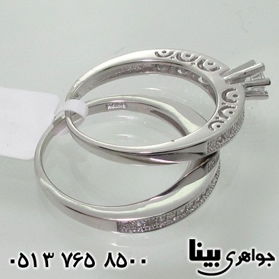 انگشتر نقره پشت حلقه ای نگین برجسته سولیتر