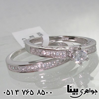 انگشتر نقره پشت حلقه ای نگین برجسته سولیتر