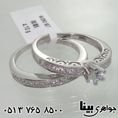 انگشتر نقره پشت حلقه ای نگین برجسته سولیتر