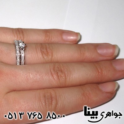 انگشتر نقره پشت حلقه ای نگین برجسته سولیتر