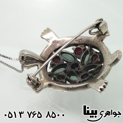 گردنبند چند جواهر و سنجاق سینه لاکپشتی
