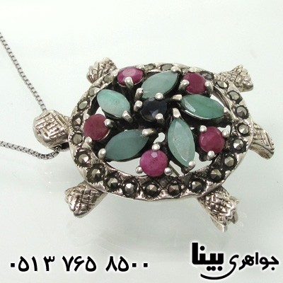 گردنبند چند جواهر و سنجاق سینه لاکپشتی