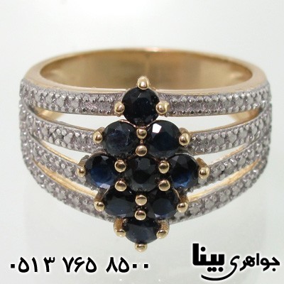 انگشتر یاقوت کبود 9 نگین یاقوت